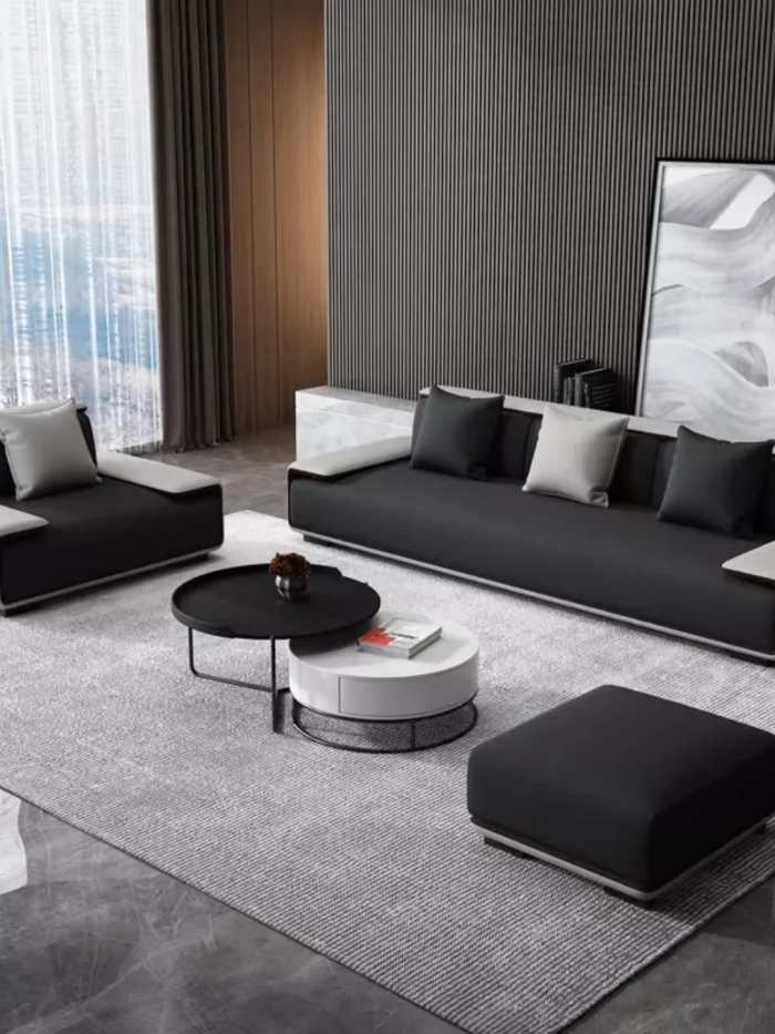 Reclining leather sofa